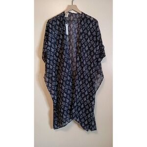 NWT Raj Navy Boho Kimono Open Front Lightweight Layer One Size